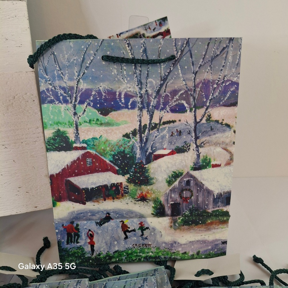 Vintage 1999 Pizzazz Jean Tucker Winter Folk Art 40 Piece Gift Bag Lot - Picture 4 of 7